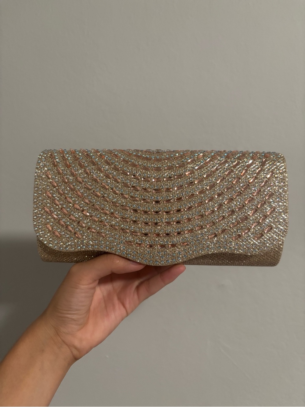 Elegant Rhinestone Evening Clutch in Gold